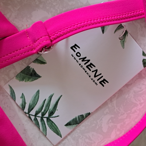 SALE. Eomenie Hot Pink and Black Swimsuit - Picture 9 of 13